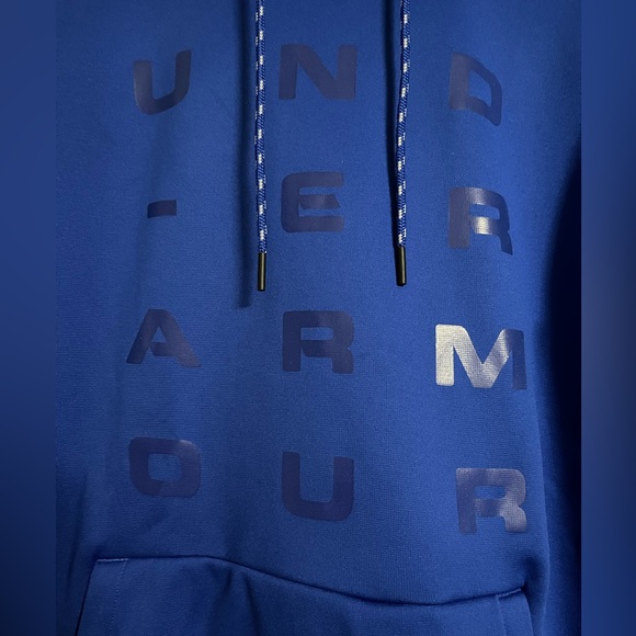 Under Armour Royal Blue Mens Pullover Hoodie with Logo - Picture 3 of 4